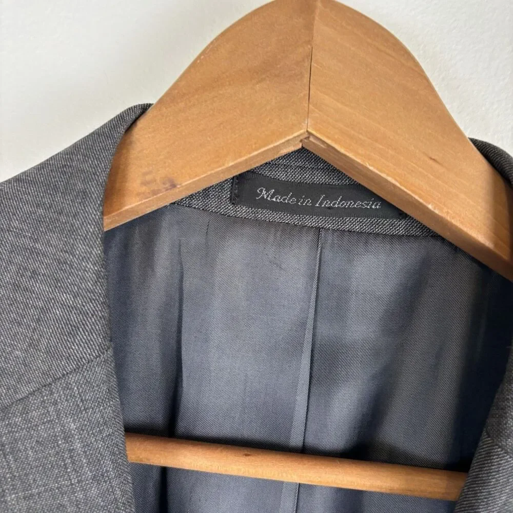 Calvin Klein 2 Piece Suit Mens 42L Gray Wool Jacket Pants Wedding Career 37x31.5
